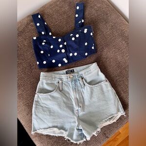 Cute summer set denim shorts and top crop